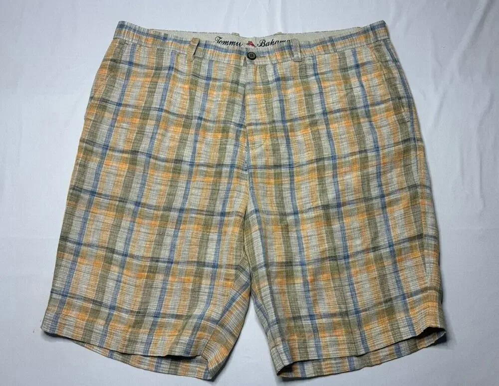 Tommy Bahama Men's Blue‎ Orange Linen Chino Shorts - Size 41x10 *READ**